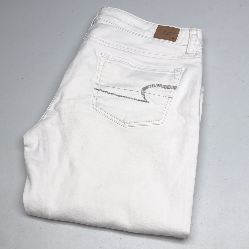 WHITE AMERICAN EAGLE SKINNY KICK BOOT JEANS 10/30x32 ⭐️
